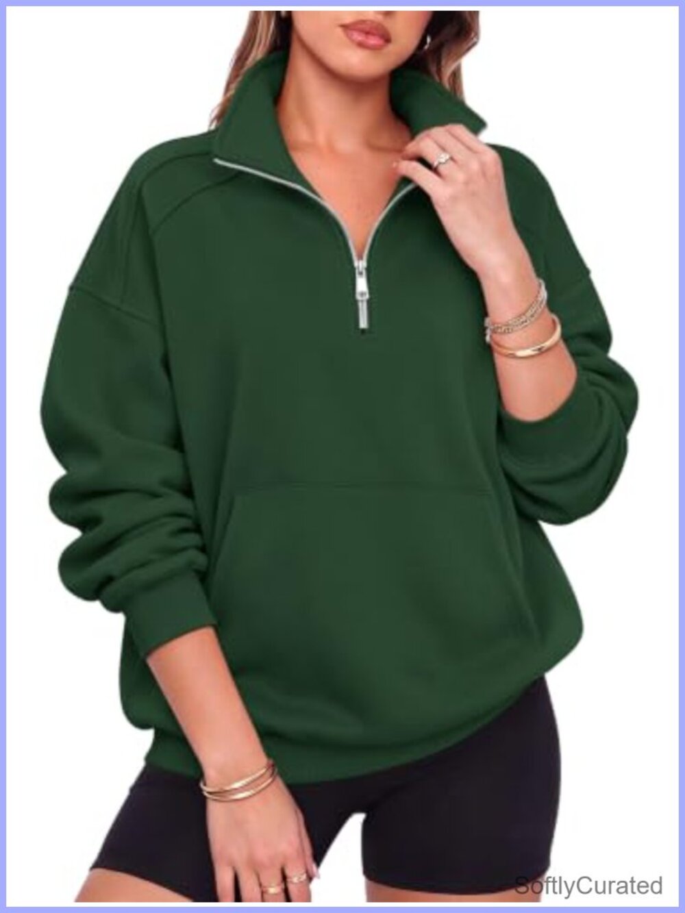 Oversized Half Zip Fleece Sweatshirt Women Henley Snap Button Pullover